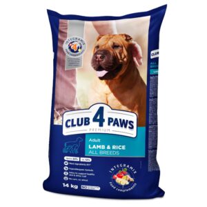CLUB 4 PAWS DOG ALL BREED ADULT LAMB AND RICE Пълноценна, премиум храна за възрастни кучета от всички породи с агнешко и ориз 14 кг.