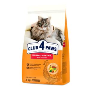 CLUB 4 PAWS CAT HAIRBALL Пълноценна храна за котки за контрол на космените топки 14kg.