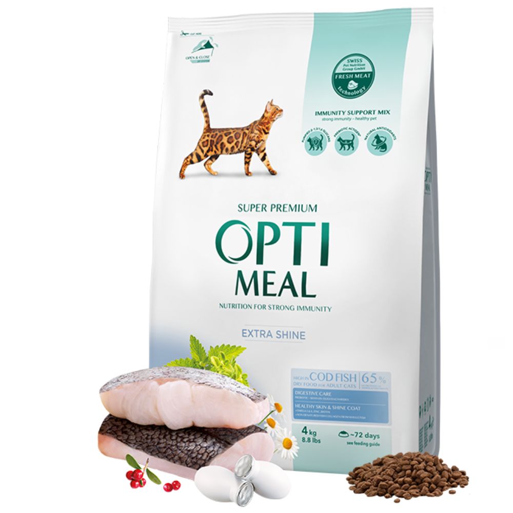 OPTIMEAL CAT ADULT WITH COD FISH Супер премиум храна за котки с риба треска 4 кг.