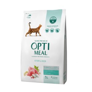 OPTIMEAL CAT ADULT STERILISED WITH TURKEY Супер премиум храна за кастрирани котки с пуйка 4кг.