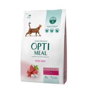 OPTIMEAL CAT ADULT WITH VEAL Супер премиум храна за котки с телешко 4кг.