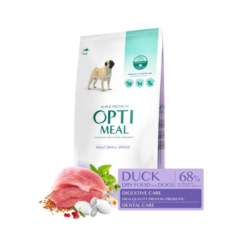 OPTIMEAL DOG MINI ADULT WITH DUCK Супер премиум храна за кучета от малки породи с патешко 12 кг.