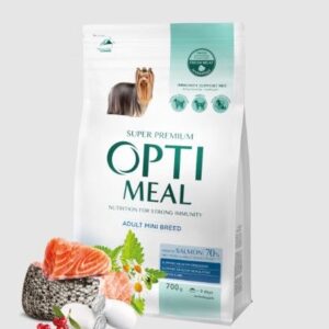 OPTIMEAL DOG ADULT FOR MINIATURE BREEDS WITH SALMON – Храна за миниатюрни породи кучета със  Сьомга 4кг.