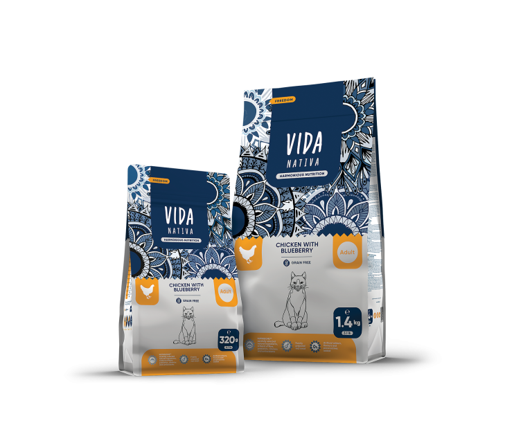 VIDA CAT NATIVA GRAIN FREE FREEDOM ADULT CHICKEN WITH BLUEBERRY 7 KG – Храна за котки с пилешко и боровинки