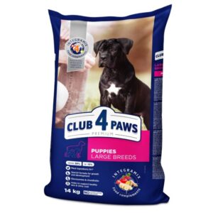 CLUB 4 PAWS DOG LARGE PUPPY Премиум, пълноценна суха храна за малки кученца от едри породи с пиле 14кг.